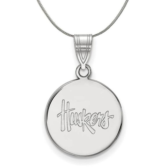 Sterling Silver U. of Nebraska Medium Huskers Disc Necklace - 24 In - Picture 1 of 8